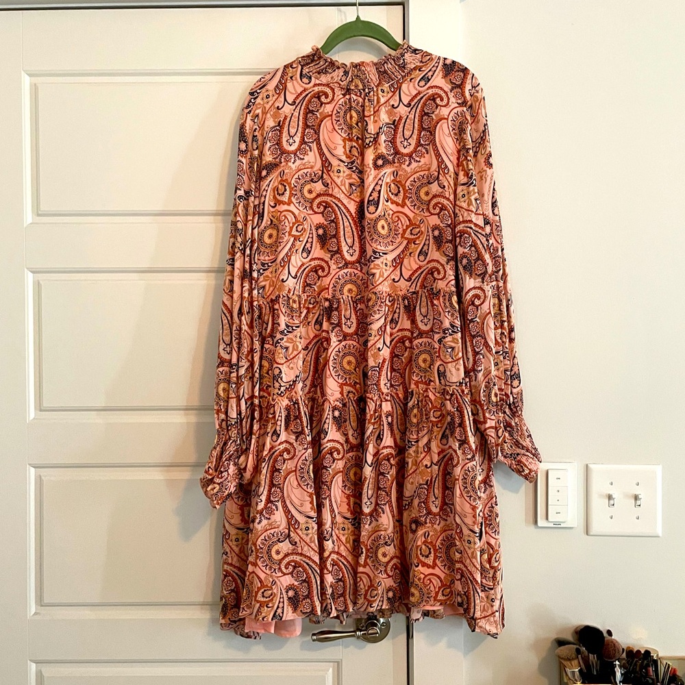 Anthropologie Pink Paisley Mini Dress